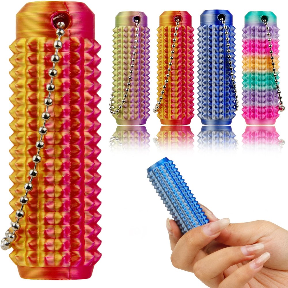 4 PCS Little Ouchies Pain Fidget Toy, Pocket Mini Pain Stim Fidget Toys for Office Workers to Stress Relief, 3D Printed Spiky Grippie Stim Keychain (Colorful 6)