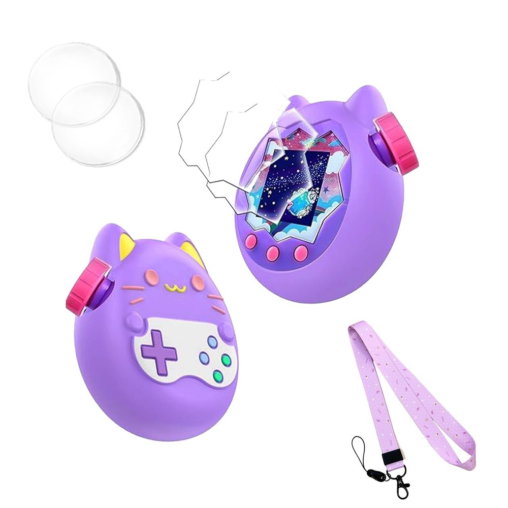 Silicone Cover for Tamagotchi Paradise,Silicone Cover Case for Tamagotchi Paradise Interactive Virtual Pet with Lanyard Screen Protector Button Film for Girl boy