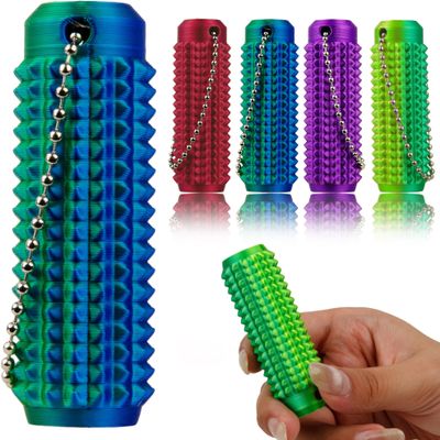 4 PCS Little Ouchies Pain Fidget Toy, Pocket Mini Pain Stim Fidget Toys for Office Workers to Stress Relief, 3D Printed Spiky Grippie Stim Keychain (Colorful 2)