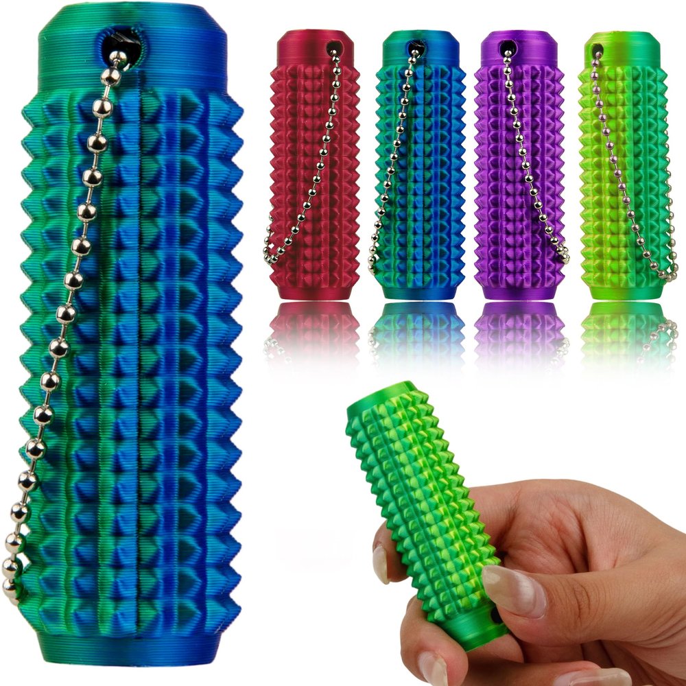 4 PCS Little Ouchies Pain Fidget Toy, Pocket Mini Pain Stim Fidget Toys for Office Workers to Stress Relief, 3D Printed Spiky Grippie Stim Keychain (Colorful 2)