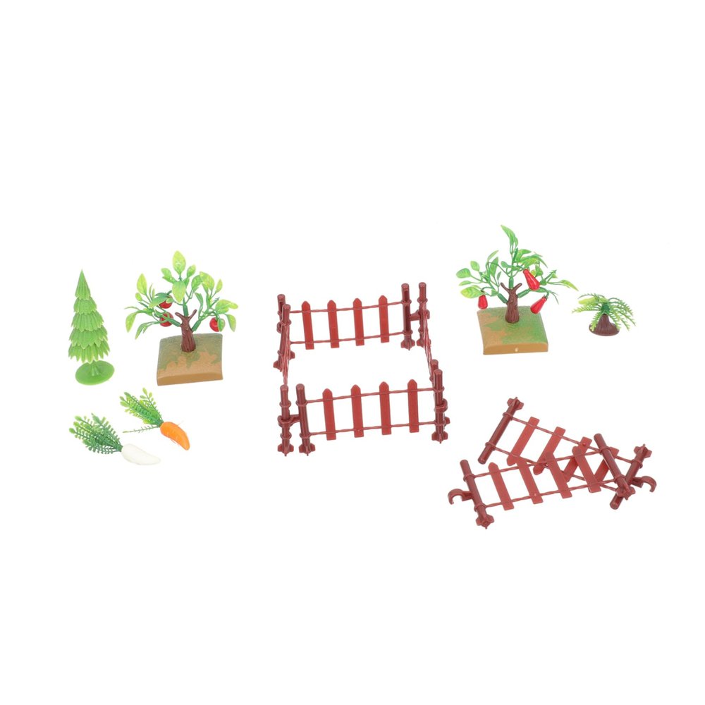 BESPORTBLE Realistic Miniature Farm Fence Plastic Farm Layout Decor Kit with Lifelike Picket Fences Trees and Vegetables DIY Ornament and Fairy Garden Craft