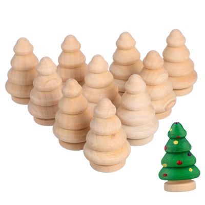 BESPORTBLE 10pcs Unfinished Wooden Peg Dolls DIY Craft Kit for Christmas Tree Ornaments Natural Wood Doll Decoration for Painting and Home Decor