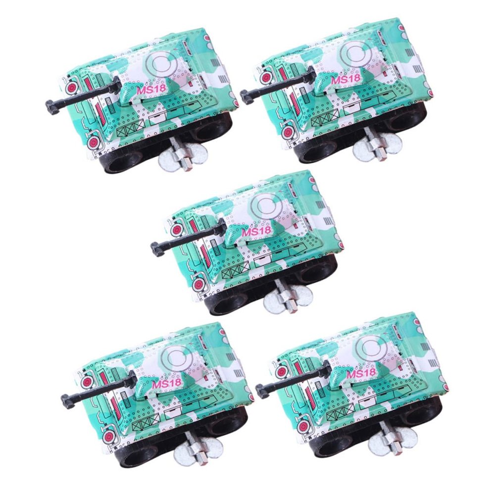 Toyvian 5Pcs Iron Tank Wind Up Cartoon Clockwork Retro Style for Early Education Creativity Development