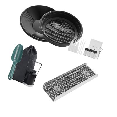 Fafeicy 12 Inch Portable Gold Panning Trough Prospecting Kit with Backpack, Aluminum Alloy Sluice Box for Rivers and Creeks