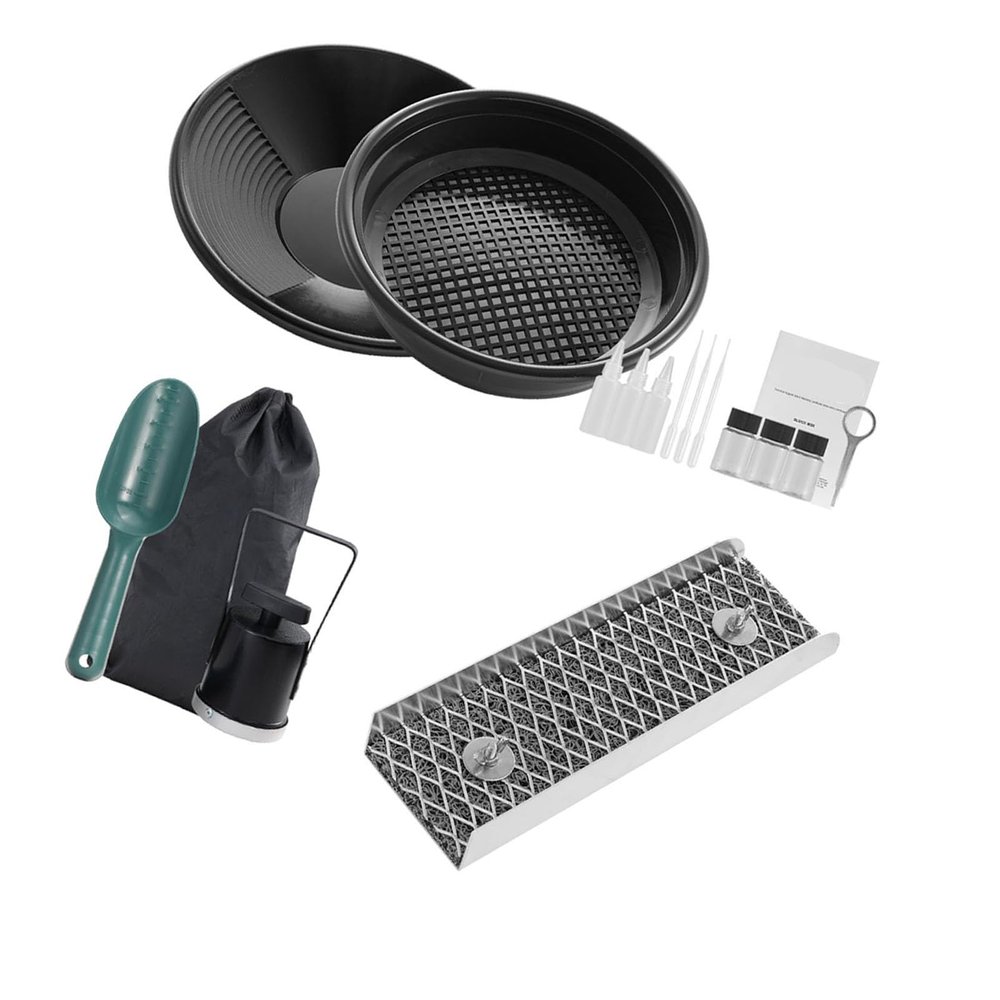 Fafeicy 12 Inch Portable Gold Panning Trough Prospecting Kit with Backpack, Aluminum Alloy Sluice Box for Rivers and Creeks