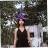 ABOOFAN Decorative Halloween Witch Hat Purple Festival Cosplay Party Accessory for Women Comfortable Supple Cloth Material Selfie Prop and Gift view 3
