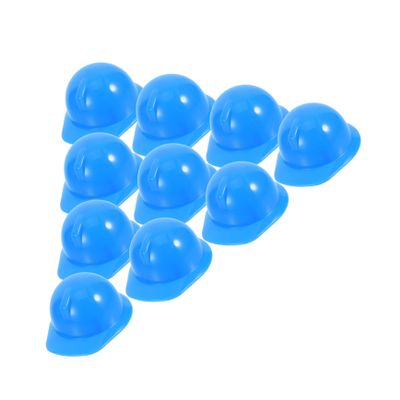 ABOOFAN 10Pcs Mini Plastic Safety Helmets Construction Hats for Dolls Creative Sturdy Hard Caps Party Decor Accessories in Blue