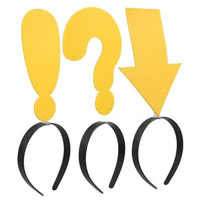 BESPORTBLE 3pcs Yellow Arrow Headband with and Question Mark Symbols Lightweight Hair Hoop for Women Party Photo Props Stage Performances