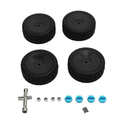 4pcs 1/10 RC Tires Set Rubber Strong Buffering High Wear Resistance Durable Wheels Set for 1/10 Flat Sports Car (Black)