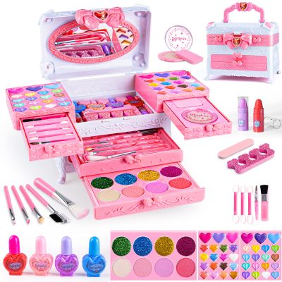 GORISPI Kids Makeup Sets for Girls, 66pcs Real Cosmetic for Kids Toys with Mirror, Princess Washable Girls Makeup Kit, Non-Toxic & Safe Brithday Gifts for 3 4 5 6 7 8 10 - 12 Years OldLight Pink