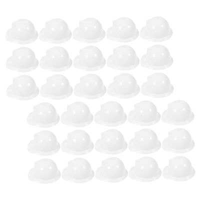 ABOOFAN 40Pcs Mini Construction Hats for Dolls Plastic Safety Helmets Party Supplies Decorative Hard Hat Accessories for Doll Dress Up and Birthday Decorations White
