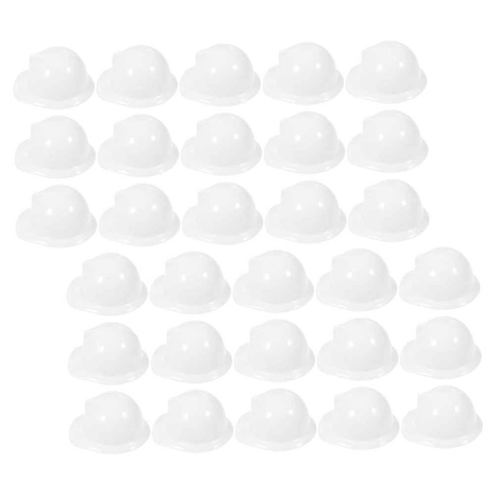 ABOOFAN 40Pcs Mini Construction Hats for Dolls Plastic Safety Helmets Party Supplies Decorative Hard Hat Accessories for Doll Dress Up and Birthday Decorations White