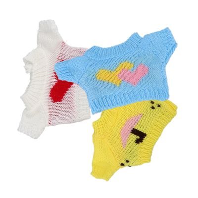 BESPORTBLE 3pcs Cartoon Bear Doll Clothes Handmade Woolen Yarn Sweaters Soft Breathable Reusable Replacement Accessories for Dolls Random Color