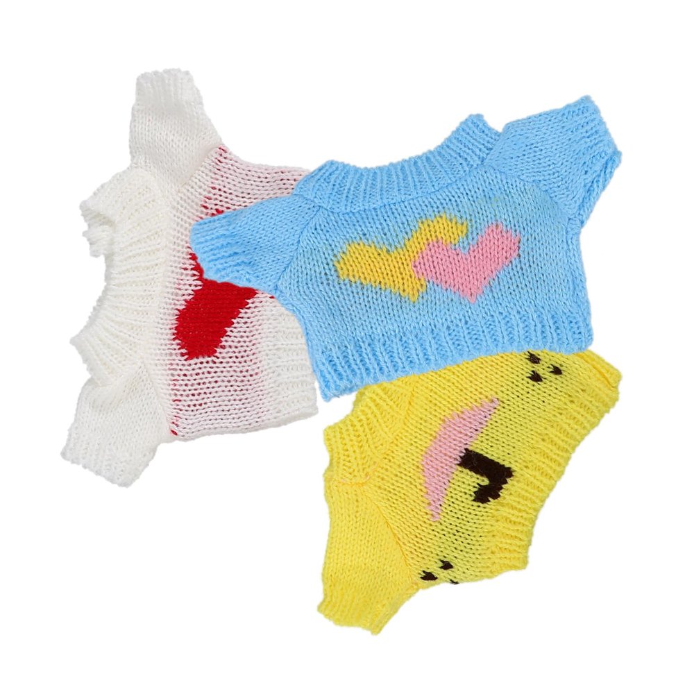 BESPORTBLE 3pcs Cartoon Bear Doll Clothes Handmade Woolen Yarn Sweaters Soft Breathable Reusable Replacement Accessories for Dolls Random Color