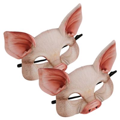2 Pcs Pink Half Face Pig Masks for Masquerade Party Festival Halloween Cosplay Lightweight Comfortable Animal Design for Men and Women