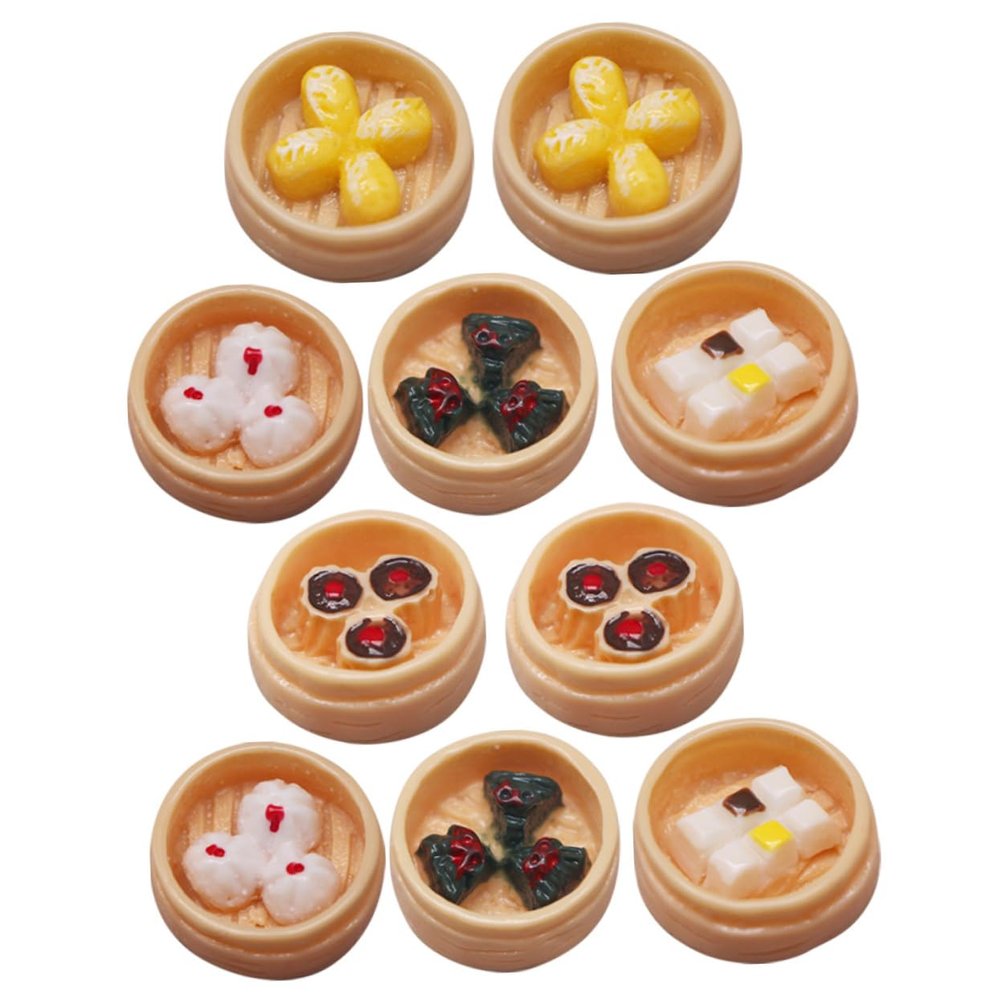 Abaodam 10Pcs Miniature Steamed Food Models Realistic Artificial Dessert Props for Dollhouse Mini Food Steamer Decoration Early Childhood Teaching Photography Film Use