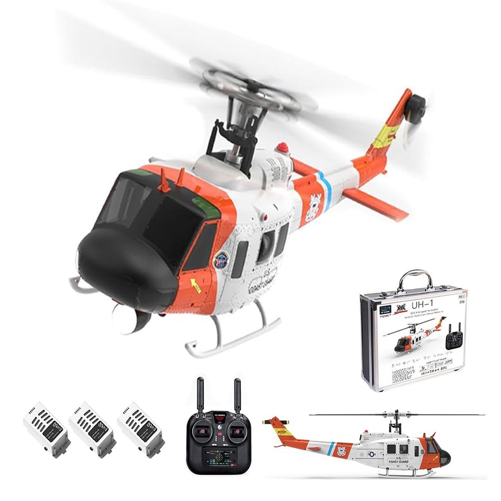 BrickCraftWorks 1/34 Scale F07S UH-1 Huey RC Helicopter, 6CH Brushless, GPS/6G Stabilization, Dual Brushless Motors, 6-axis Gyro with Optical Flow and Altitude Hold