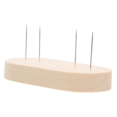 LIOOBO Doll Display Stand Wood Base for Needle Felt Dolls Multi Functional with Two Row Dual Needle Design Fixed Showcase for Craft and Small Figures