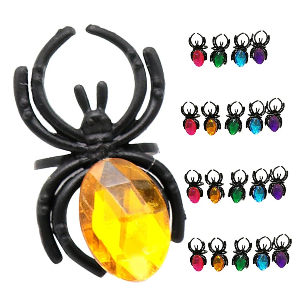 Toddmomy 20pcs Plastic Spider Rings Halloween Costume Accessories Lightweight Party Favors for Women Men Daily Wear and Easy to Wear