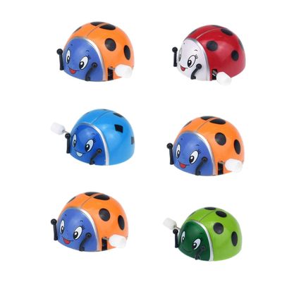 FRCOLOR 6pcs Wind Up Ladybug Plastic Clockwork Playthings for Party Favors Stuffer Safe Smooth Surface Fun Moving Bug Random Color