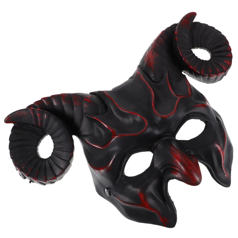 BRIGHTFUFU Ox Horn Dark Red PU Material Lightweight Scary Halloween Costume Accessory Photo Props for Carnival Party Cosplay
