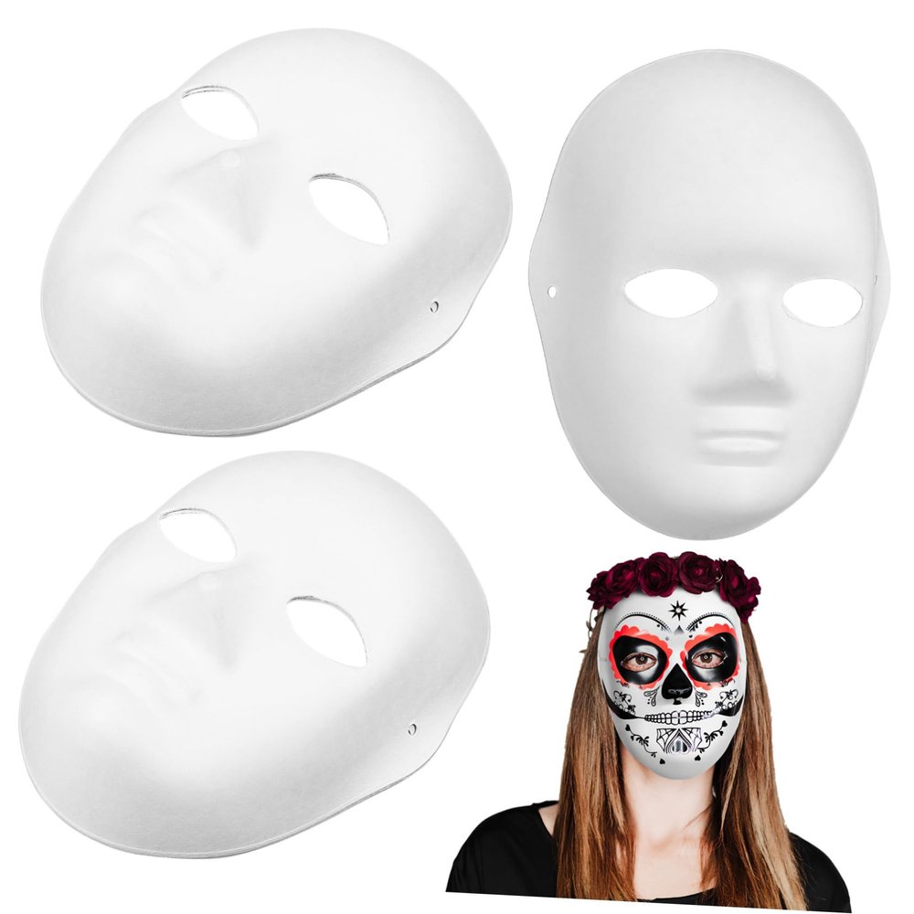 BRIGHTFUFU 5 Pcs White DIY Paper Pulp Masks for Women Lightweight Masquerade Costume Face Masks Smooth Surface Halloween Party for Group Events and Themed Celebrations