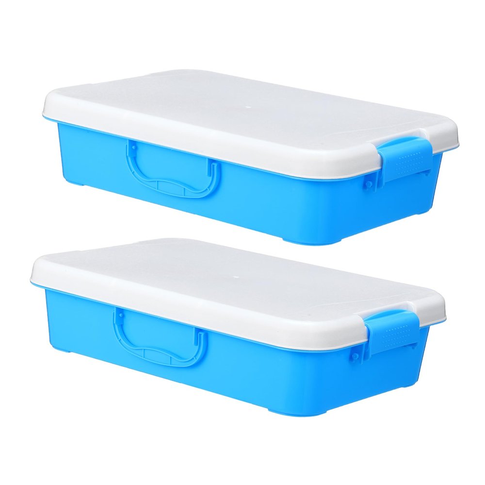 Beaupretty 2pcs Portable Sand Tray with Lid and Handle for Sandbox Storage Large Capacity Abs Containers for Outdoor Beach and Backyard and Organizer