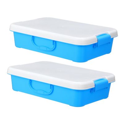 Beaupretty 2pcs Portable Outdoor Sand Box with Lid Sandbox Storage Carry Sand Tray for Beach Backyard and Travel Play Blue and White
