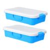 Beaupretty 2pcs Portable Outdoor Sand Box with Lid Sandbox Storage Carry Sand Tray for Beach Backyard and Travel Play Blue and White view 1