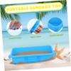 Beaupretty 2pcs Portable Outdoor Sand Box with Lid Sandbox Storage Carry Sand Tray for Beach Backyard and Travel Play Blue and White view 3