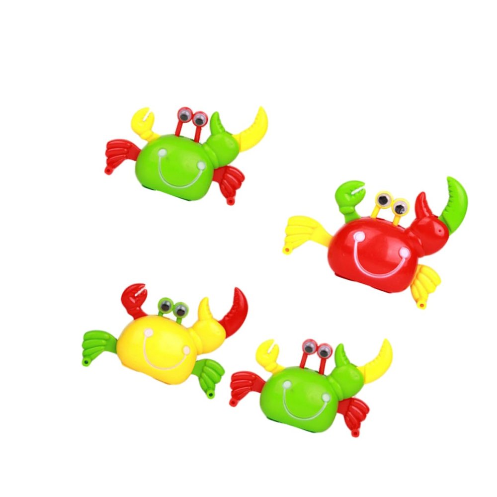 ibasenice 4pcs Wind Up Cartoon Crab for Safe Plastic Clockwork Crawling Crabs in Red Green Yellow Fun Educational Coordination and Imaginative Play