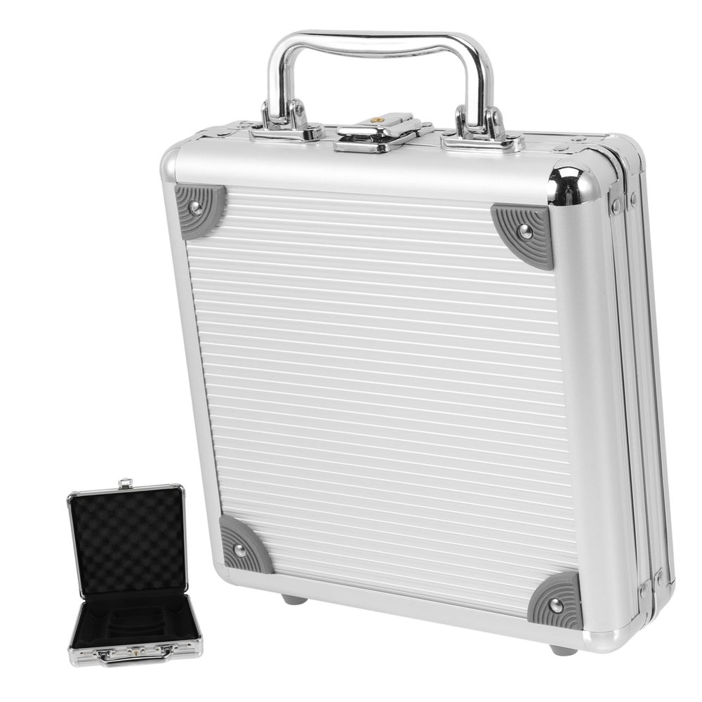 KICHOUSE Large Capacity Alloy Poker Chip Case with Handle Carrying Case for Poker Cards Storage Secure Buckle Lock Design Portable Briefcase Style for Easy Transport