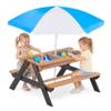 Mederra 3-in-1 Wooden Kids Picnic Table with Adjustable Umbrella, Sand and Water Activity Table with Removable Boxes for Outdoor Backyard Patio Play view 1