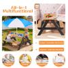 Mederra 3-in-1 Wooden Kids Picnic Table with Adjustable Umbrella, Sand and Water Activity Table with Removable Boxes for Outdoor Backyard Patio Play view 4