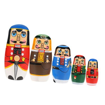 UPKOCH Wooden Matryoshka Dolls Hand Painted Nutcracker Nesting with Educational Russian Nesting Dolls for Gift and Home Decor Craft