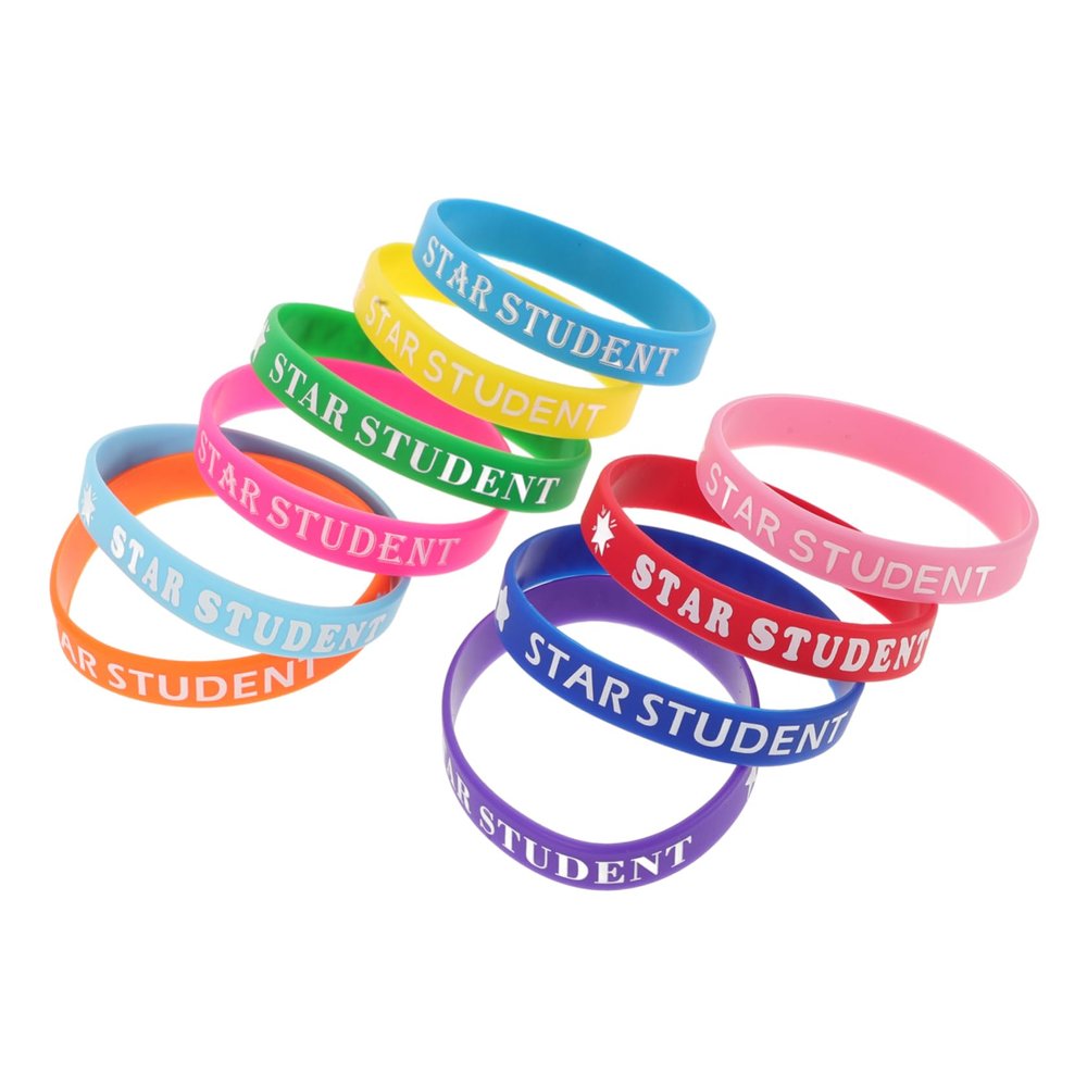 Beaupretty 10Pcs Colorful Star Student Silicone Wristbands Reward Bracelets for Classroom Activities Motivational for Boys