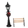 TOYANDONA 2pcs Scale Black Street Lamp and Iron Bench Mini Night Lamp Decor for Dollhouse Accessories and Fairy Garden view 1