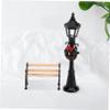 TOYANDONA 2pcs Scale Black Street Lamp and Iron Bench Mini Night Lamp Decor for Dollhouse Accessories and Fairy Garden view 4