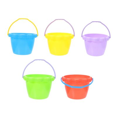 FRCOLOR 5Pcs Sand Buckets Beach Lightweight Plastic Sandcastle Buckets for Backyard Seaside Portable Small Random Color