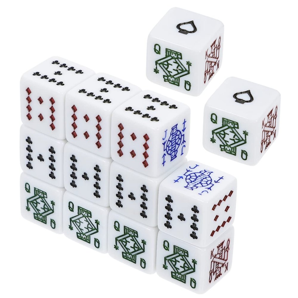 COSMEVIVI 16Pcs White Poker Dice Acrylic Game Dice for Party Game Props Chips and Travel Use