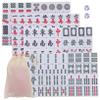 Beaupretty Portable Mini Mahjong Set Pink Tiles with Large Storage Bag Lightweight Travel Game for Home Parties Bars Smooth Surface Mahjong Kit for and Hand Coordination view 1