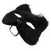 BRIGHTFUFU Black Long Fur Fox Mask Half Face Masquerade Accessory for Halloween Carnival Cosplay Parties Unisex Comfortable Elastic Band view 1