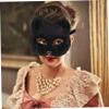 BRIGHTFUFU Black Long Fur Fox Mask Half Face Masquerade Accessory for Halloween Carnival Cosplay Parties Unisex Comfortable Elastic Band view 3
