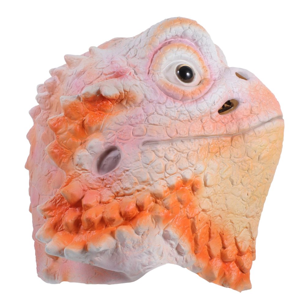 Beaupretty Cute Lizard Animal Head Mask Halloween Party Costume Accessory Latex Reusable Photo Prop for Cosplay and Festive Events