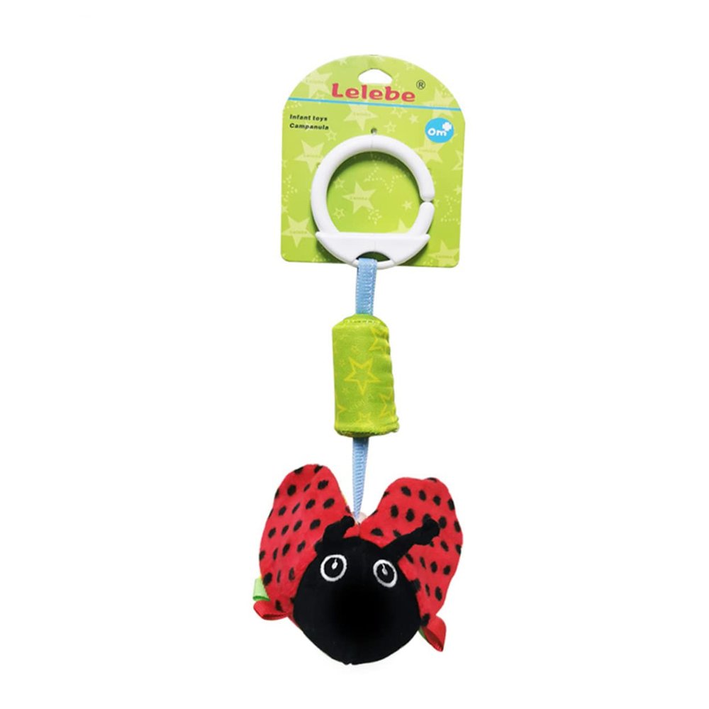 FRCOLOR Animal Shaped Cradle Pendant Hanging Rattles with Gentle Rattle Sound for Tactile Development and Soothing Comfort Cartoon for Stroller and Carrier Use Red