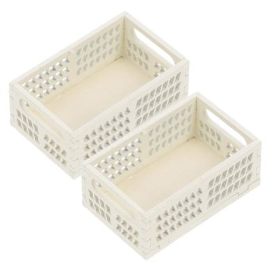 CORHAD 2pcs Miniature Dollhouse Storage Bins Wooden Frame Crates for Mini Furniture Accessories Lightweight Hollow Side Baskets for Micro Scene Decoration and Craft Projects
