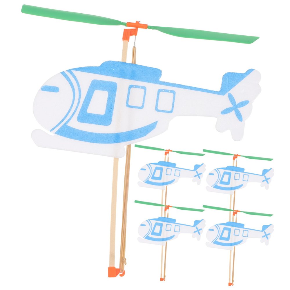 BUTIFULSIC 5Pcs Rubberband Powered Helicopter Creative Glider Model Kits Educational Airplane for Hands Assembly and Home Decoration