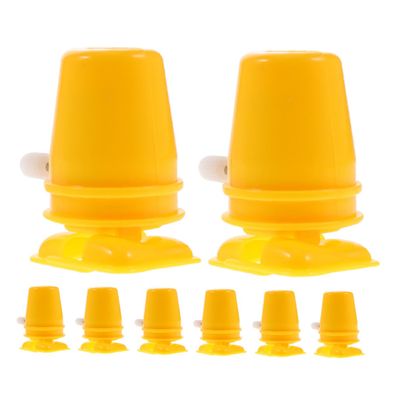 Gogogmee 8pcs Yellow Wind Up Robot Plastic Movement DIY Craft Accessories for Clockwork Walking Mechanism Handmade Repair Parts for Clay and Snowflake Mud