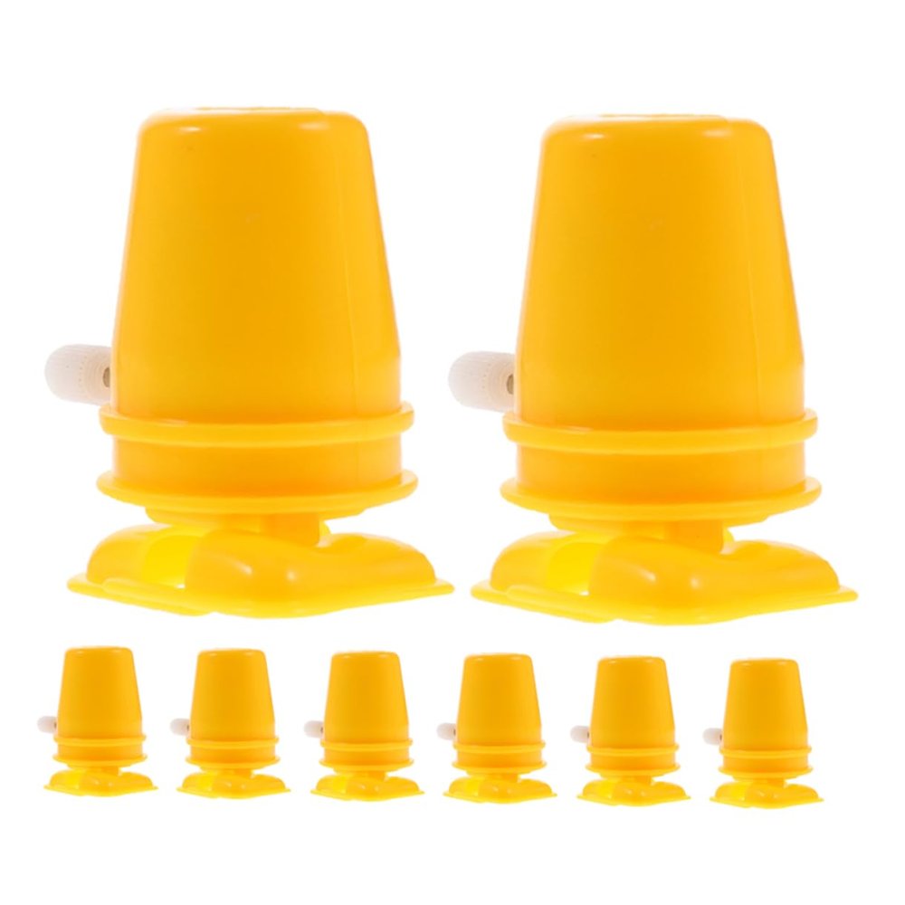 Gogogmee 8pcs Yellow Wind Up Robot Plastic Movement DIY Craft Accessories for Clockwork Walking Mechanism Handmade Repair Parts for Clay and Snowflake Mud