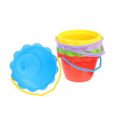 BCOATH 5Pcs Sand Bucket Lightweight Portable Handle Childrens Beach Pail for Creative Seaside Play and Sandbox Fun Random Color